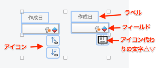 ラベルフィールドボタンの内訳